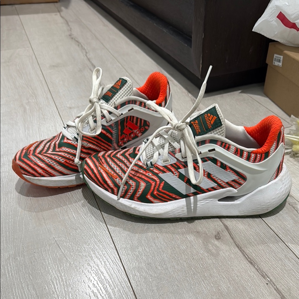 Adidas Vibrant Orange and Green Athletic Shoes